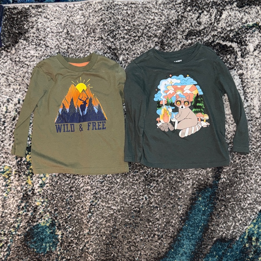 Freestyle Kids Long Sleeve Tees - Olive and Dark Green